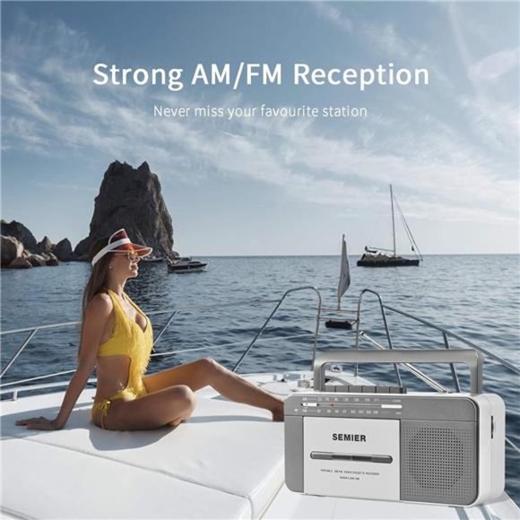 Retro Boombox Cassette Player AM/FM Radio Stereo, AC Powered or Battery Operated - Picture 5 of 6